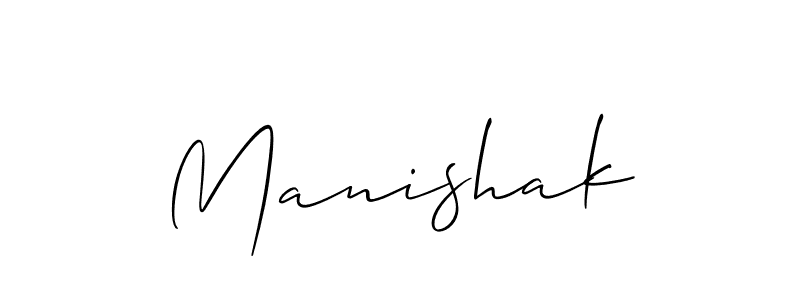 Make a short Manishak signature style. Manage your documents anywhere anytime using Allison_Script. Create and add eSignatures, submit forms, share and send files easily. Manishak signature style 2 images and pictures png