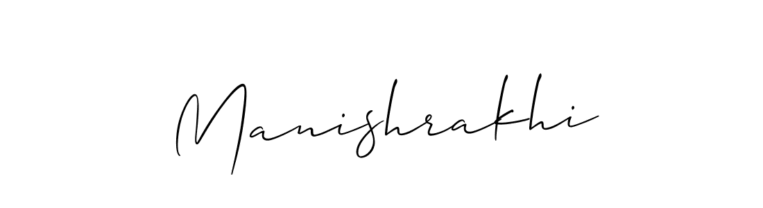 Design your own signature with our free online signature maker. With this signature software, you can create a handwritten (Allison_Script) signature for name Manishrakhi. Manishrakhi signature style 2 images and pictures png