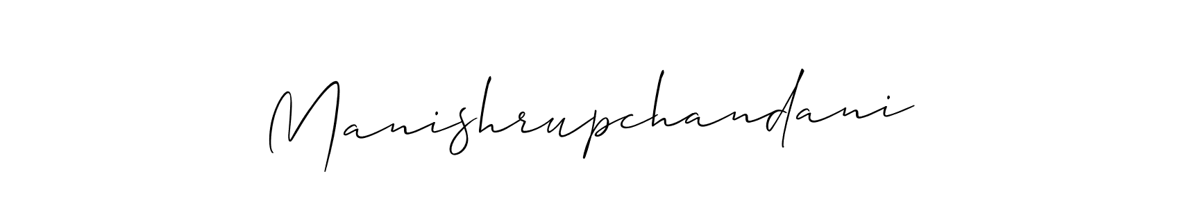 It looks lik you need a new signature style for name Manishrupchandani. Design unique handwritten (Allison_Script) signature with our free signature maker in just a few clicks. Manishrupchandani signature style 2 images and pictures png