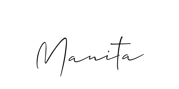 Use a signature maker to create a handwritten signature online. With this signature software, you can design (Allison_Script) your own signature for name Manita. Manita signature style 2 images and pictures png