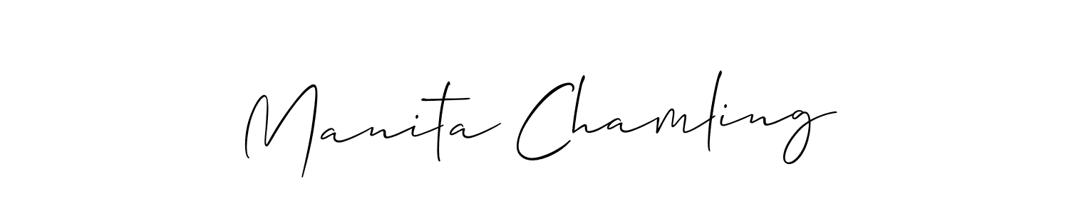 Make a beautiful signature design for name Manita Chamling. With this signature (Allison_Script) style, you can create a handwritten signature for free. Manita Chamling signature style 2 images and pictures png