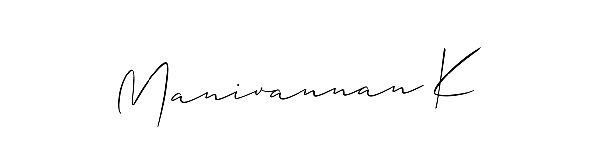 It looks lik you need a new signature style for name Manivannan K. Design unique handwritten (Allison_Script) signature with our free signature maker in just a few clicks. Manivannan K signature style 2 images and pictures png