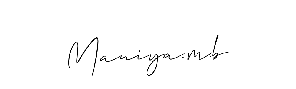 It looks lik you need a new signature style for name Maniya.m.b. Design unique handwritten (Allison_Script) signature with our free signature maker in just a few clicks. Maniya.m.b signature style 2 images and pictures png