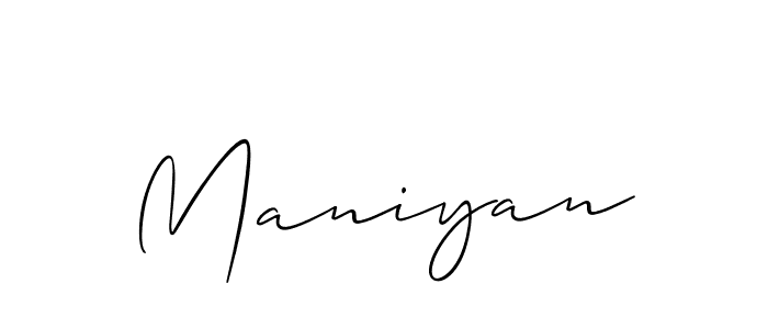 Use a signature maker to create a handwritten signature online. With this signature software, you can design (Allison_Script) your own signature for name Maniyan. Maniyan signature style 2 images and pictures png