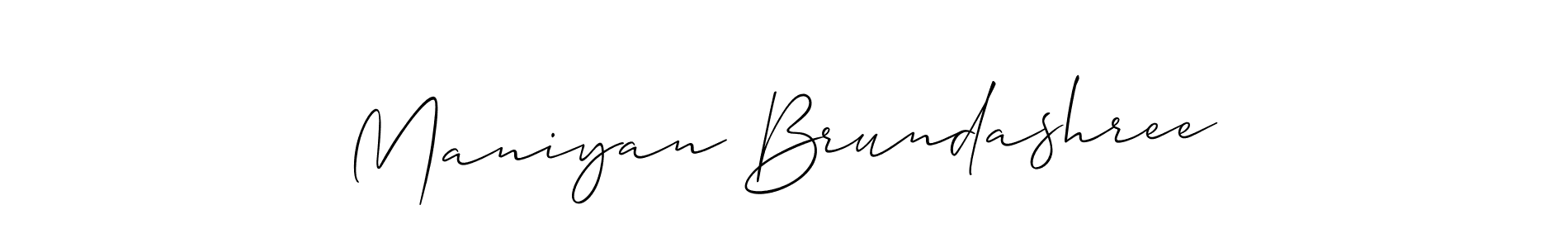You should practise on your own different ways (Allison_Script) to write your name (Maniyan Brundashree) in signature. don't let someone else do it for you. Maniyan Brundashree signature style 2 images and pictures png