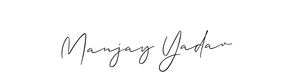 Also You can easily find your signature by using the search form. We will create Manjay Yadav name handwritten signature images for you free of cost using Allison_Script sign style. Manjay Yadav signature style 2 images and pictures png