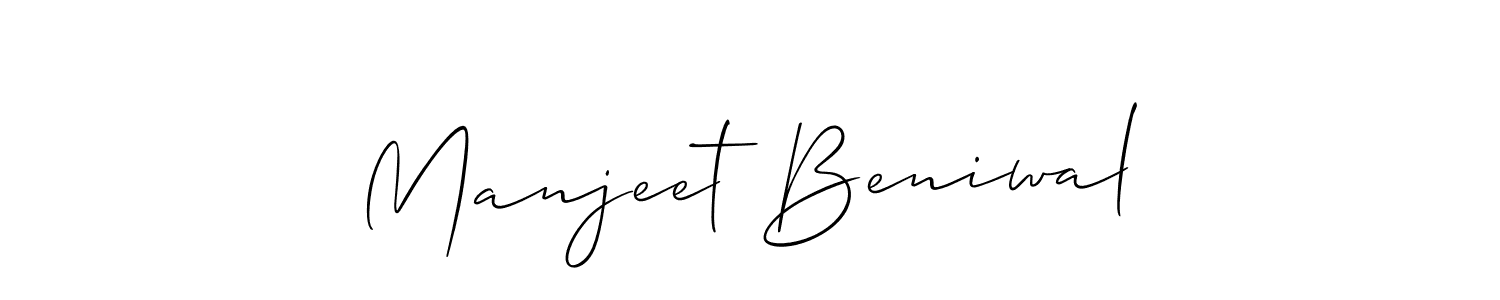 Make a beautiful signature design for name Manjeet Beniwal. With this signature (Allison_Script) style, you can create a handwritten signature for free. Manjeet Beniwal signature style 2 images and pictures png