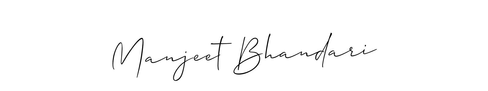 How to make Manjeet Bhandari signature? Allison_Script is a professional autograph style. Create handwritten signature for Manjeet Bhandari name. Manjeet Bhandari signature style 2 images and pictures png
