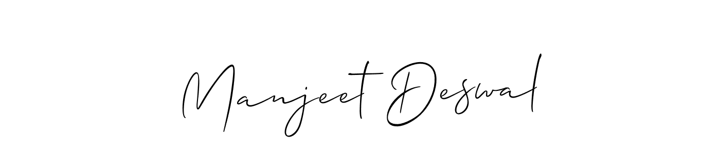 Make a short Manjeet Deswal signature style. Manage your documents anywhere anytime using Allison_Script. Create and add eSignatures, submit forms, share and send files easily. Manjeet Deswal signature style 2 images and pictures png