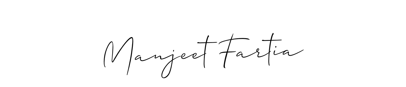 Design your own signature with our free online signature maker. With this signature software, you can create a handwritten (Allison_Script) signature for name Manjeet Fartia. Manjeet Fartia signature style 2 images and pictures png