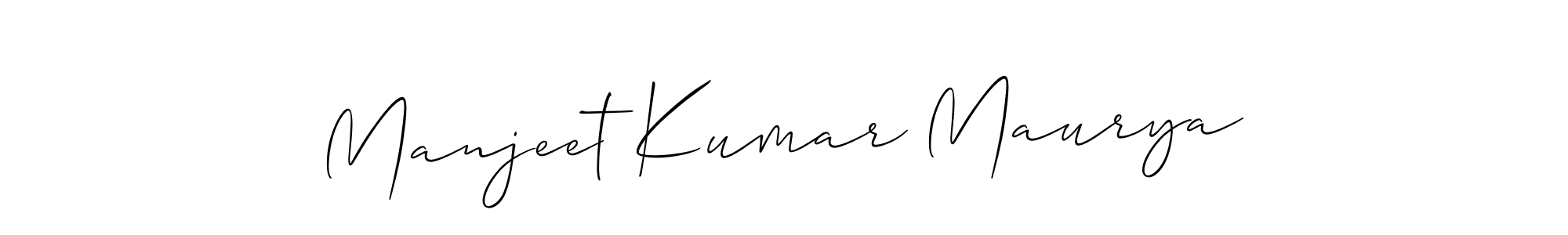 How to make Manjeet Kumar Maurya name signature. Use Allison_Script style for creating short signs online. This is the latest handwritten sign. Manjeet Kumar Maurya signature style 2 images and pictures png