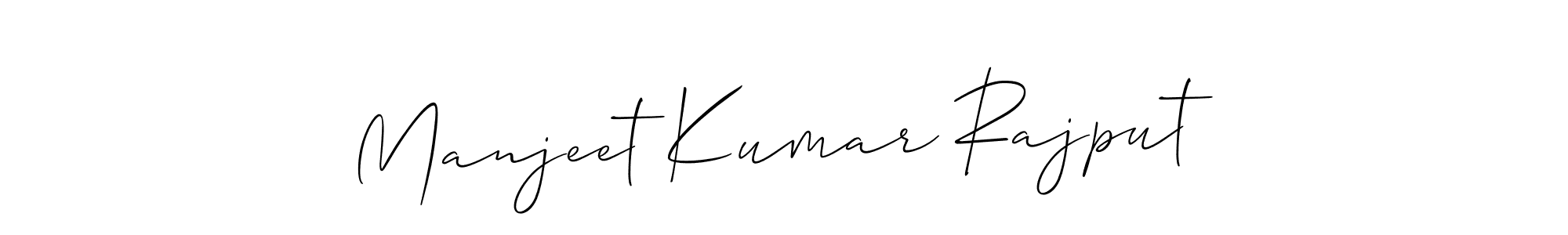 You should practise on your own different ways (Allison_Script) to write your name (Manjeet Kumar Rajput) in signature. don't let someone else do it for you. Manjeet Kumar Rajput signature style 2 images and pictures png