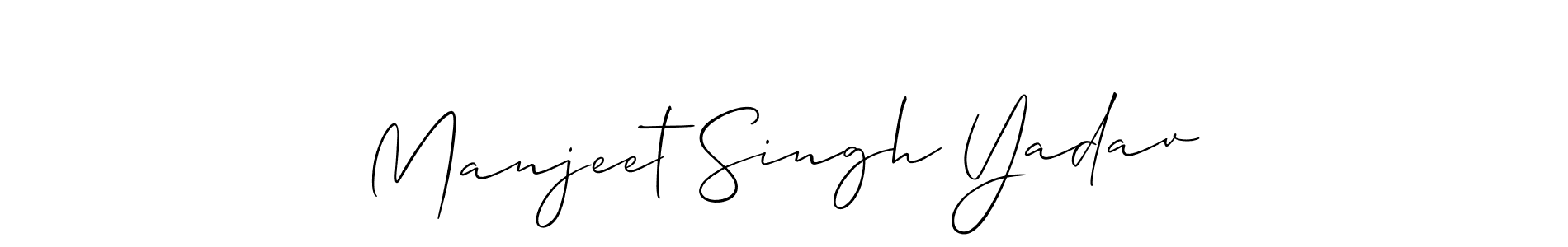 Allison_Script is a professional signature style that is perfect for those who want to add a touch of class to their signature. It is also a great choice for those who want to make their signature more unique. Get Manjeet Singh Yadav name to fancy signature for free. Manjeet Singh Yadav signature style 2 images and pictures png