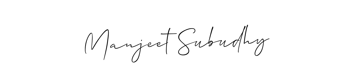 Make a short Manjeet Subudhy signature style. Manage your documents anywhere anytime using Allison_Script. Create and add eSignatures, submit forms, share and send files easily. Manjeet Subudhy signature style 2 images and pictures png