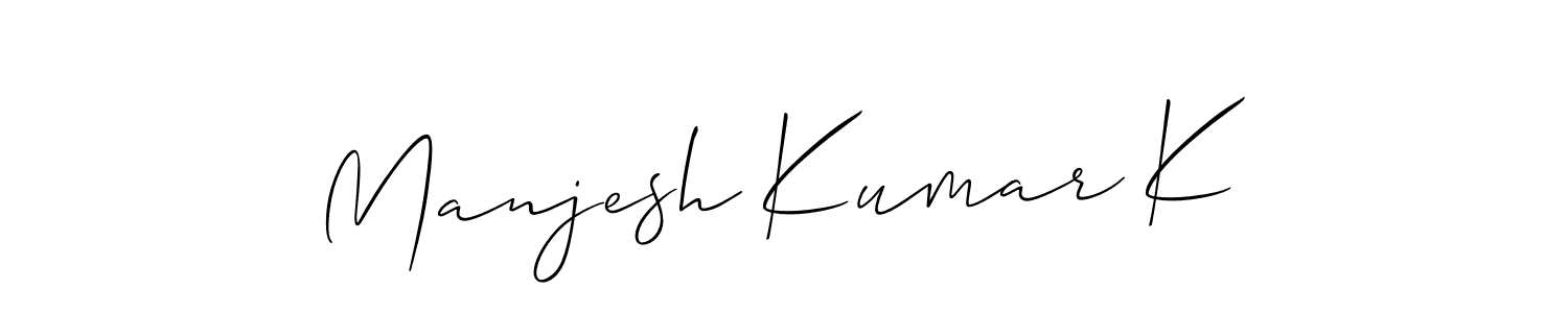 if you are searching for the best signature style for your name Manjesh Kumar K. so please give up your signature search. here we have designed multiple signature styles  using Allison_Script. Manjesh Kumar K signature style 2 images and pictures png