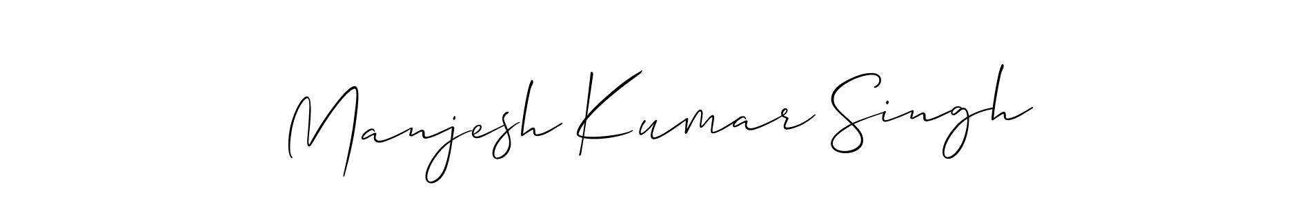 The best way (Allison_Script) to make a short signature is to pick only two or three words in your name. The name Manjesh Kumar Singh include a total of six letters. For converting this name. Manjesh Kumar Singh signature style 2 images and pictures png