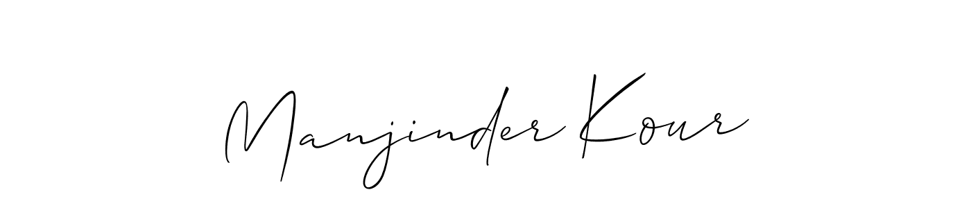 Make a beautiful signature design for name Manjinder Kour. With this signature (Allison_Script) style, you can create a handwritten signature for free. Manjinder Kour signature style 2 images and pictures png