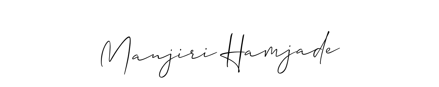 Also You can easily find your signature by using the search form. We will create Manjiri Hamjade name handwritten signature images for you free of cost using Allison_Script sign style. Manjiri Hamjade signature style 2 images and pictures png