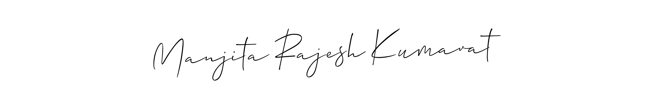 How to make Manjita Rajesh Kumavat name signature. Use Allison_Script style for creating short signs online. This is the latest handwritten sign. Manjita Rajesh Kumavat signature style 2 images and pictures png