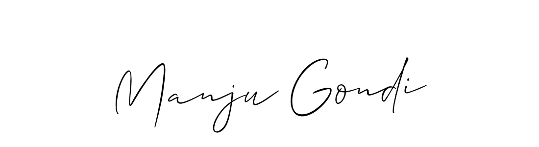 Make a beautiful signature design for name Manju Gondi. With this signature (Allison_Script) style, you can create a handwritten signature for free. Manju Gondi signature style 2 images and pictures png