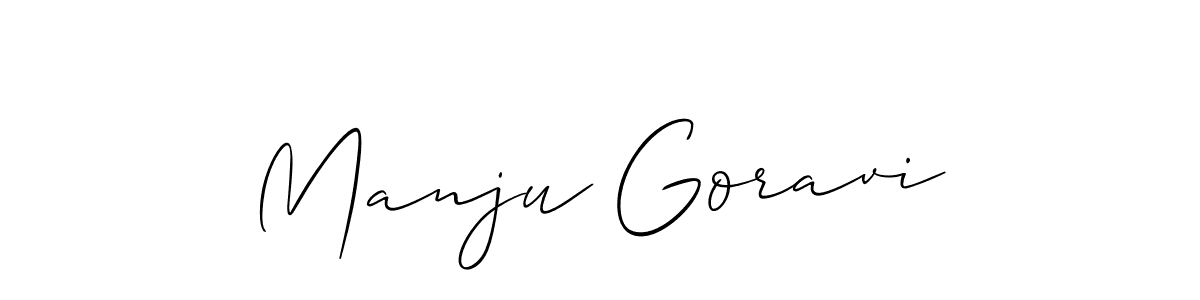 Also we have Manju Goravi name is the best signature style. Create professional handwritten signature collection using Allison_Script autograph style. Manju Goravi signature style 2 images and pictures png