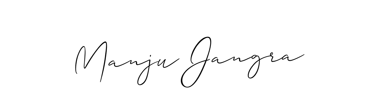 Allison_Script is a professional signature style that is perfect for those who want to add a touch of class to their signature. It is also a great choice for those who want to make their signature more unique. Get Manju Jangra name to fancy signature for free. Manju Jangra signature style 2 images and pictures png