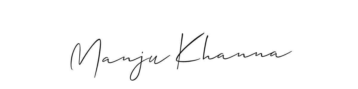 How to make Manju Khanna name signature. Use Allison_Script style for creating short signs online. This is the latest handwritten sign. Manju Khanna signature style 2 images and pictures png