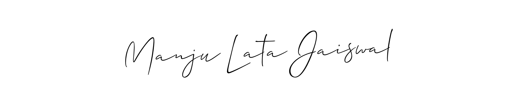 Create a beautiful signature design for name Manju Lata Jaiswal. With this signature (Allison_Script) fonts, you can make a handwritten signature for free. Manju Lata Jaiswal signature style 2 images and pictures png