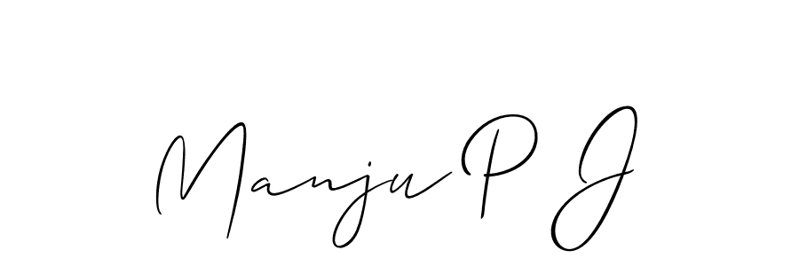 You should practise on your own different ways (Allison_Script) to write your name (Manju P J) in signature. don't let someone else do it for you. Manju P J signature style 2 images and pictures png