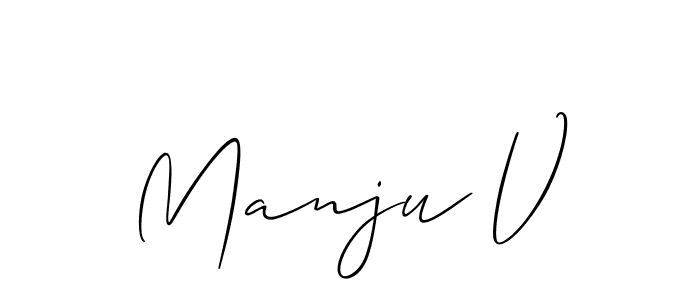 Make a beautiful signature design for name Manju V. With this signature (Allison_Script) style, you can create a handwritten signature for free. Manju V signature style 2 images and pictures png