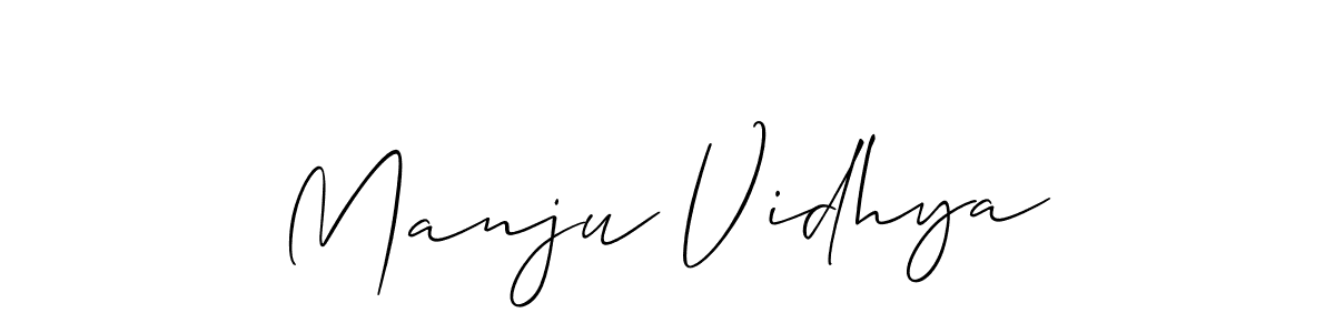 Make a beautiful signature design for name Manju Vidhya. With this signature (Allison_Script) style, you can create a handwritten signature for free. Manju Vidhya signature style 2 images and pictures png