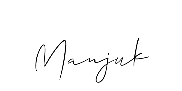 Use a signature maker to create a handwritten signature online. With this signature software, you can design (Allison_Script) your own signature for name Manjuk. Manjuk signature style 2 images and pictures png