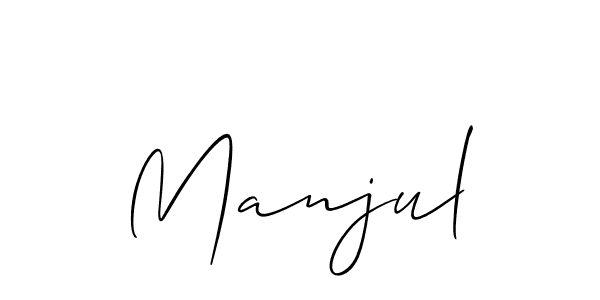 Use a signature maker to create a handwritten signature online. With this signature software, you can design (Allison_Script) your own signature for name Manjul. Manjul signature style 2 images and pictures png
