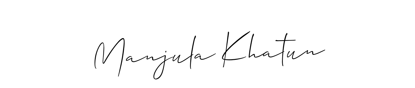 Make a short Manjula Khatun signature style. Manage your documents anywhere anytime using Allison_Script. Create and add eSignatures, submit forms, share and send files easily. Manjula Khatun signature style 2 images and pictures png