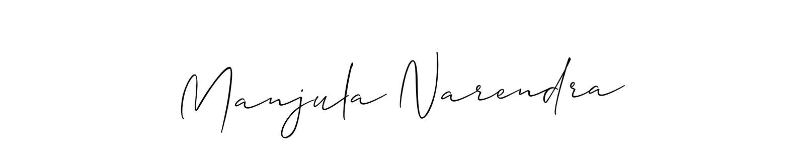 How to make Manjula Narendra name signature. Use Allison_Script style for creating short signs online. This is the latest handwritten sign. Manjula Narendra signature style 2 images and pictures png