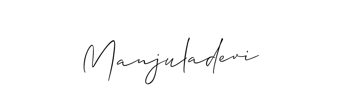 Make a beautiful signature design for name Manjuladevi. With this signature (Allison_Script) style, you can create a handwritten signature for free. Manjuladevi signature style 2 images and pictures png