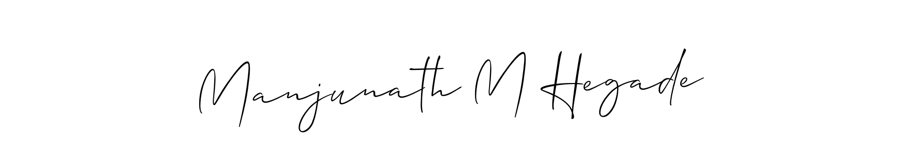 The best way (Allison_Script) to make a short signature is to pick only two or three words in your name. The name Manjunath M Hegade include a total of six letters. For converting this name. Manjunath M Hegade signature style 2 images and pictures png