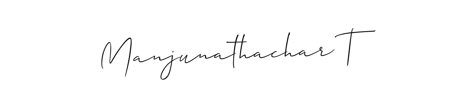 Create a beautiful signature design for name Manjunathachar T. With this signature (Allison_Script) fonts, you can make a handwritten signature for free. Manjunathachar T signature style 2 images and pictures png