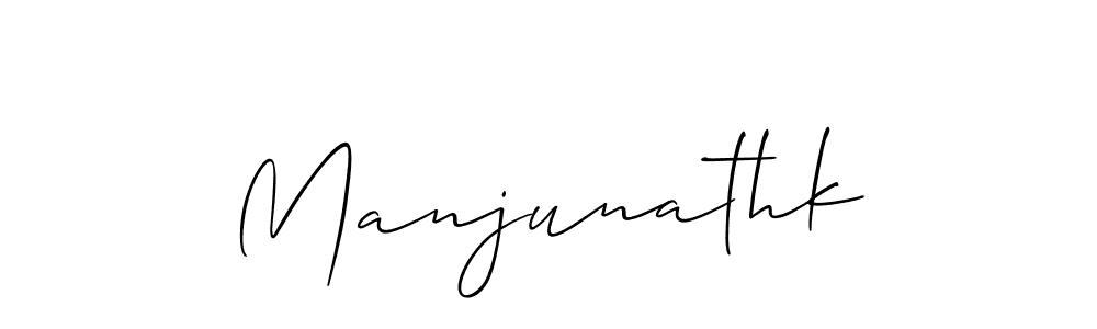 Create a beautiful signature design for name Manjunathk. With this signature (Allison_Script) fonts, you can make a handwritten signature for free. Manjunathk signature style 2 images and pictures png