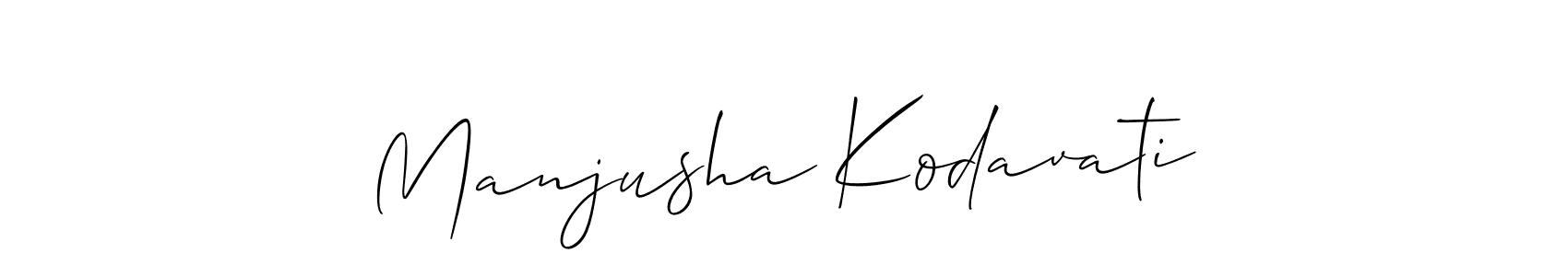 It looks lik you need a new signature style for name Manjusha Kodavati. Design unique handwritten (Allison_Script) signature with our free signature maker in just a few clicks. Manjusha Kodavati signature style 2 images and pictures png