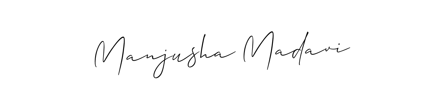 Create a beautiful signature design for name Manjusha Madavi. With this signature (Allison_Script) fonts, you can make a handwritten signature for free. Manjusha Madavi signature style 2 images and pictures png