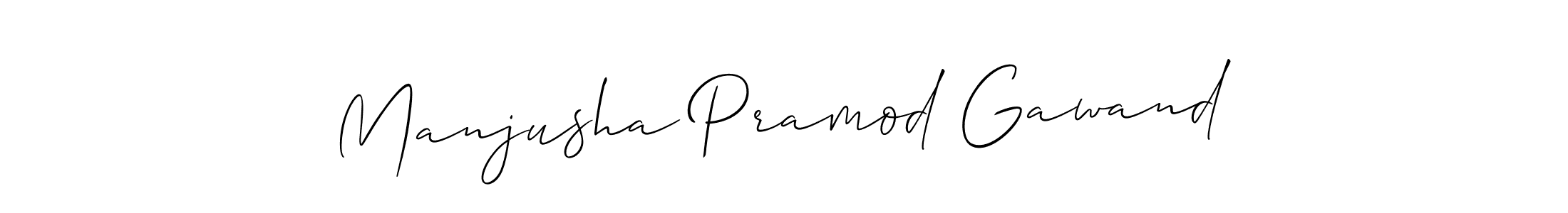 How to make Manjusha Pramod Gawand signature? Allison_Script is a professional autograph style. Create handwritten signature for Manjusha Pramod Gawand name. Manjusha Pramod Gawand signature style 2 images and pictures png