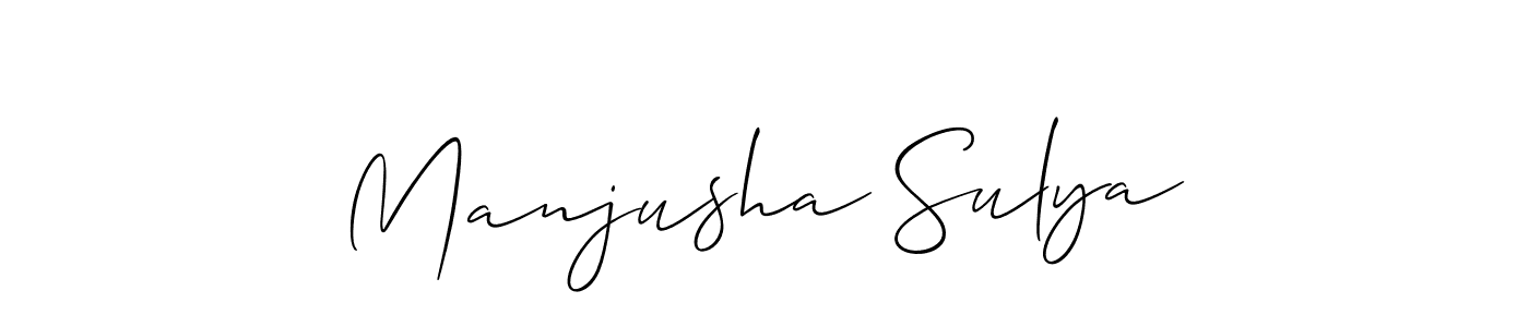 Make a short Manjusha Sulya signature style. Manage your documents anywhere anytime using Allison_Script. Create and add eSignatures, submit forms, share and send files easily. Manjusha Sulya signature style 2 images and pictures png