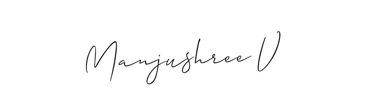 Manjushree V stylish signature style. Best Handwritten Sign (Allison_Script) for my name. Handwritten Signature Collection Ideas for my name Manjushree V. Manjushree V signature style 2 images and pictures png