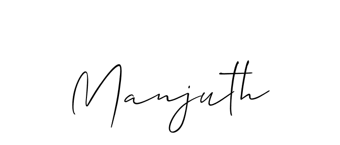 The best way (Allison_Script) to make a short signature is to pick only two or three words in your name. The name Manjuth include a total of six letters. For converting this name. Manjuth signature style 2 images and pictures png