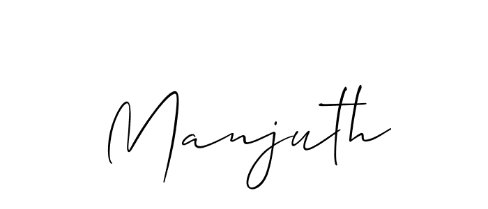 The best way (Allison_Script) to make a short signature is to pick only two or three words in your name. The name Manjuth include a total of six letters. For converting this name. Manjuth signature style 2 images and pictures png