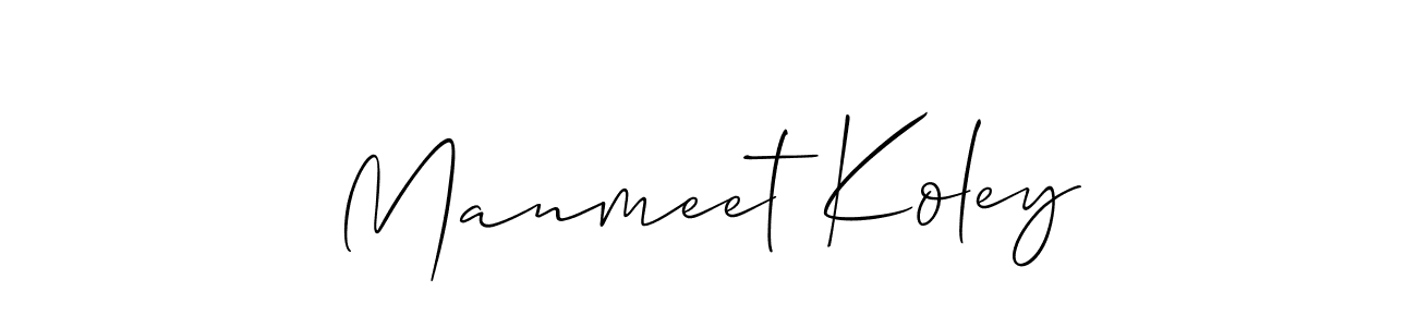 Also You can easily find your signature by using the search form. We will create Manmeet Koley name handwritten signature images for you free of cost using Allison_Script sign style. Manmeet Koley signature style 2 images and pictures png