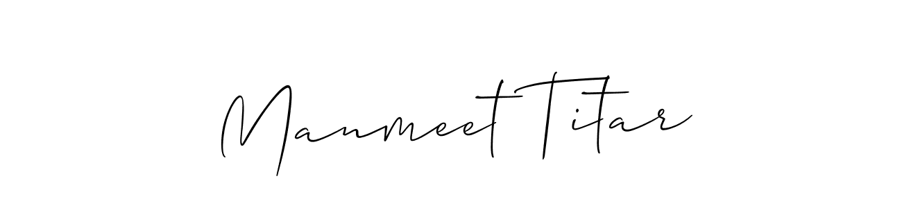 if you are searching for the best signature style for your name Manmeet Titar. so please give up your signature search. here we have designed multiple signature styles  using Allison_Script. Manmeet Titar signature style 2 images and pictures png
