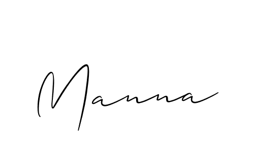 Use a signature maker to create a handwritten signature online. With this signature software, you can design (Allison_Script) your own signature for name Manna. Manna signature style 2 images and pictures png