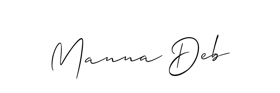 Make a beautiful signature design for name Manna Deb. With this signature (Allison_Script) style, you can create a handwritten signature for free. Manna Deb signature style 2 images and pictures png